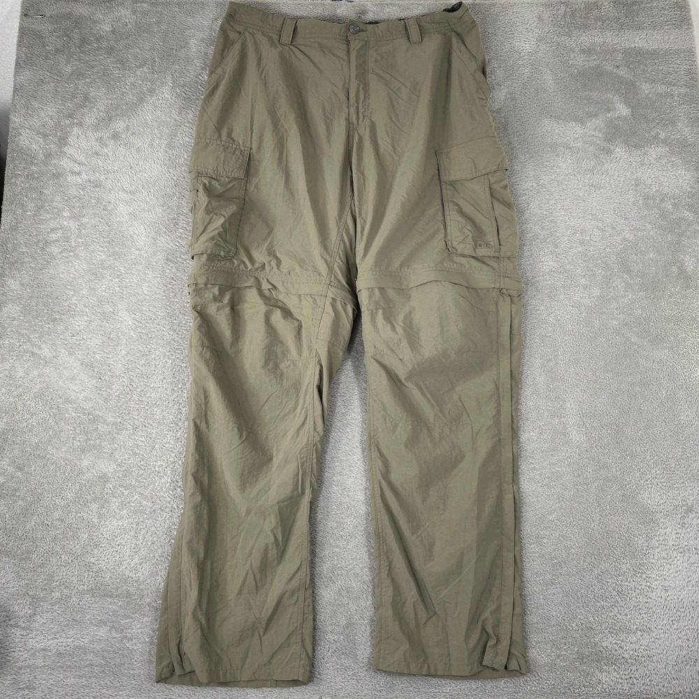 REI Sahara Convertible Pants Mens XL Green Hiking Cargo Outdoor Zip Off Leg